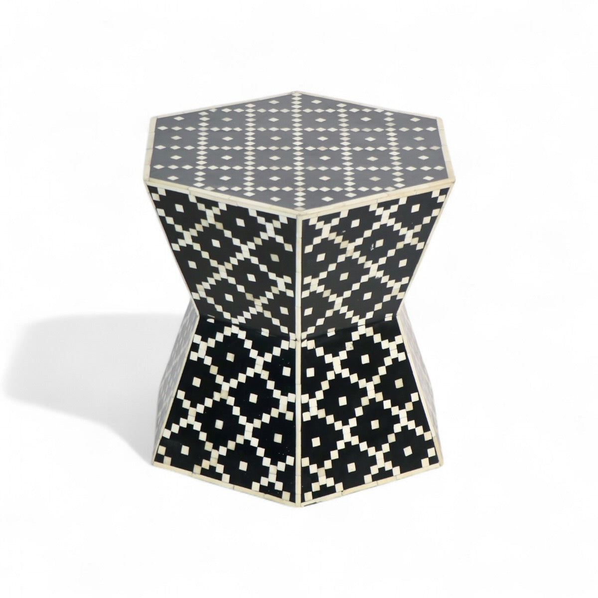 Black Bone Inlay Hexagon Table
