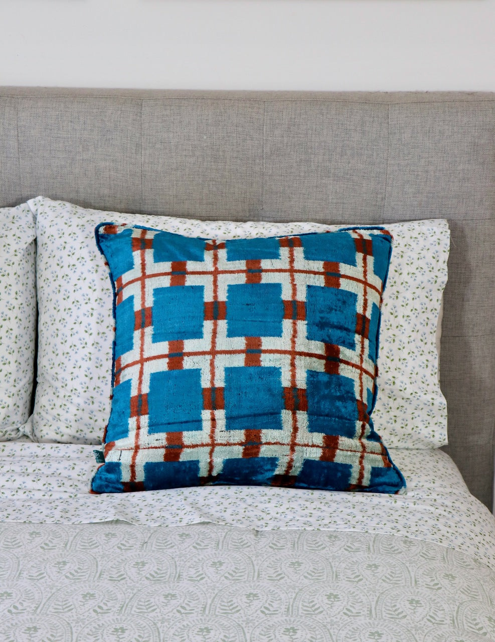 Blue Geometric Ikat Pillows