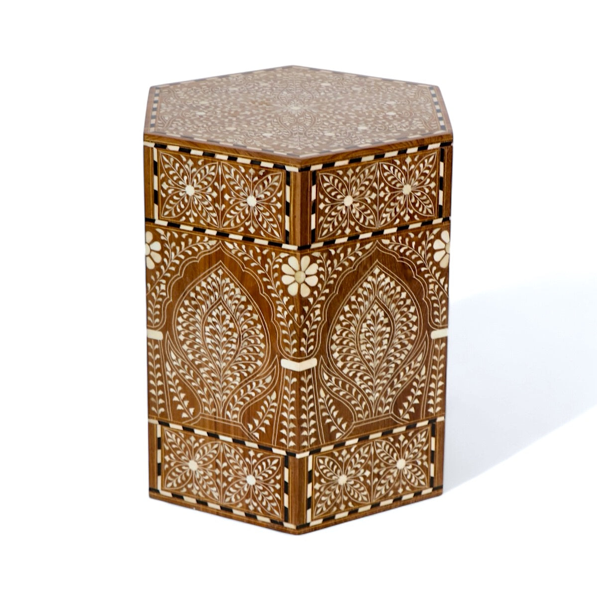 Bone Inlaid Teak Drum Table
