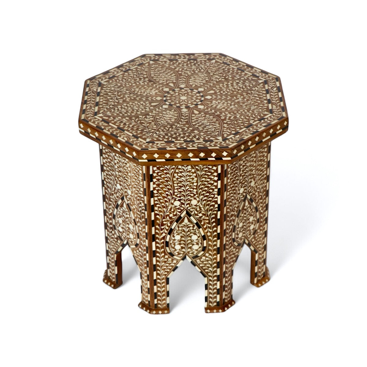 Bone Inlaid Teak Side Table