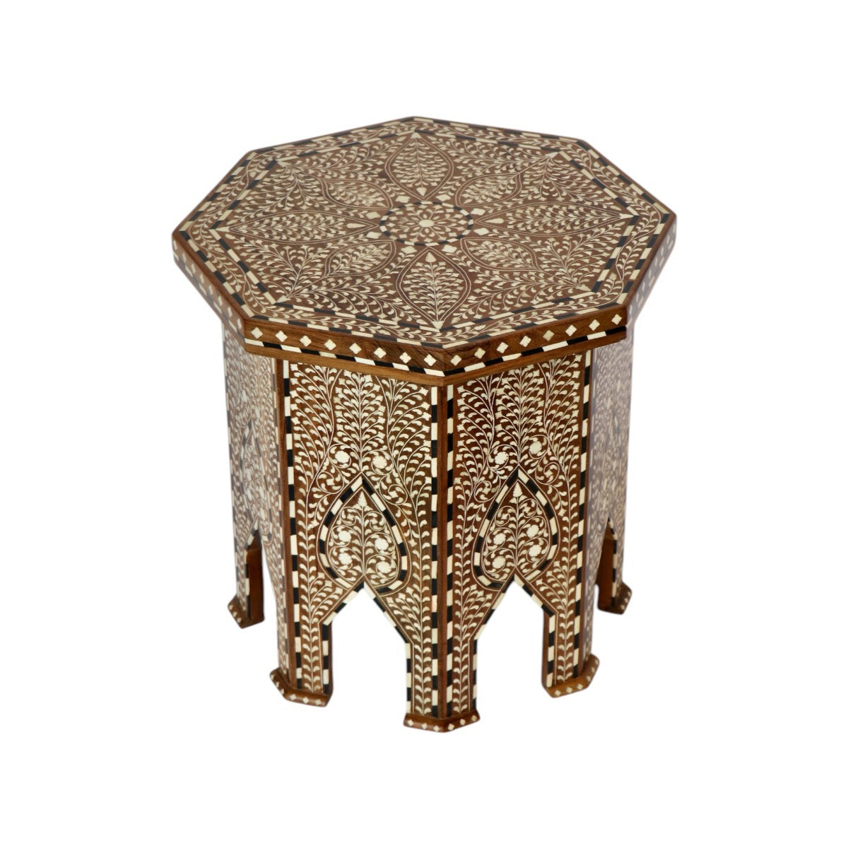 Bone Inlaid Teak Side Table