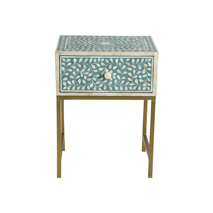 Bone Inlaid Bedside Table
