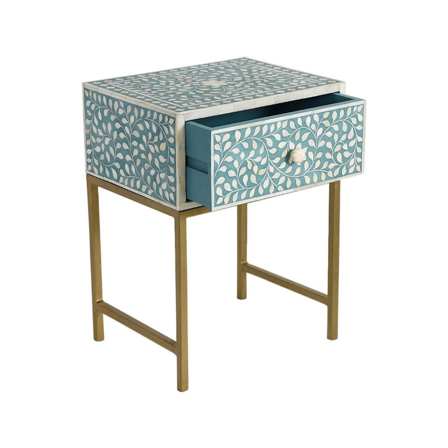 Bone Inlaid Bedside Table