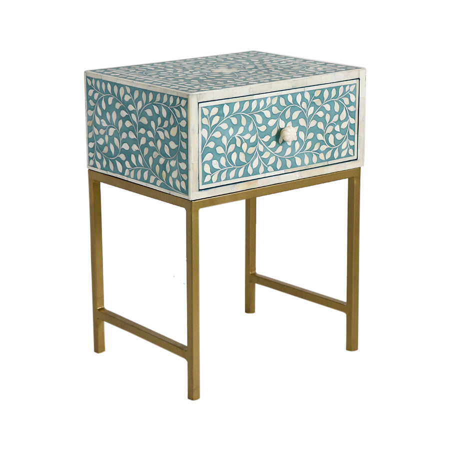 Bone Inlaid Bedside Table