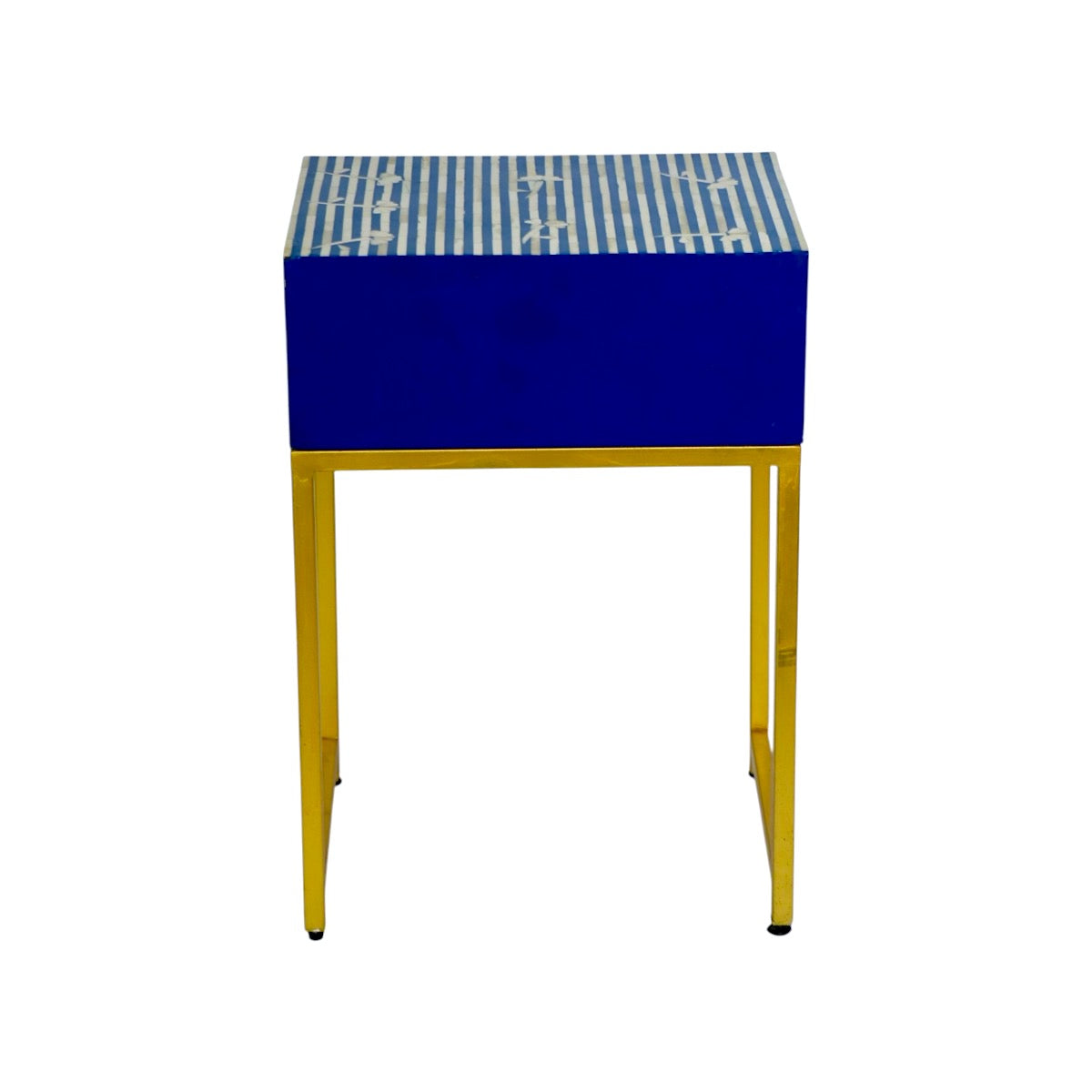 Bone Inlay Blue Bedside Table