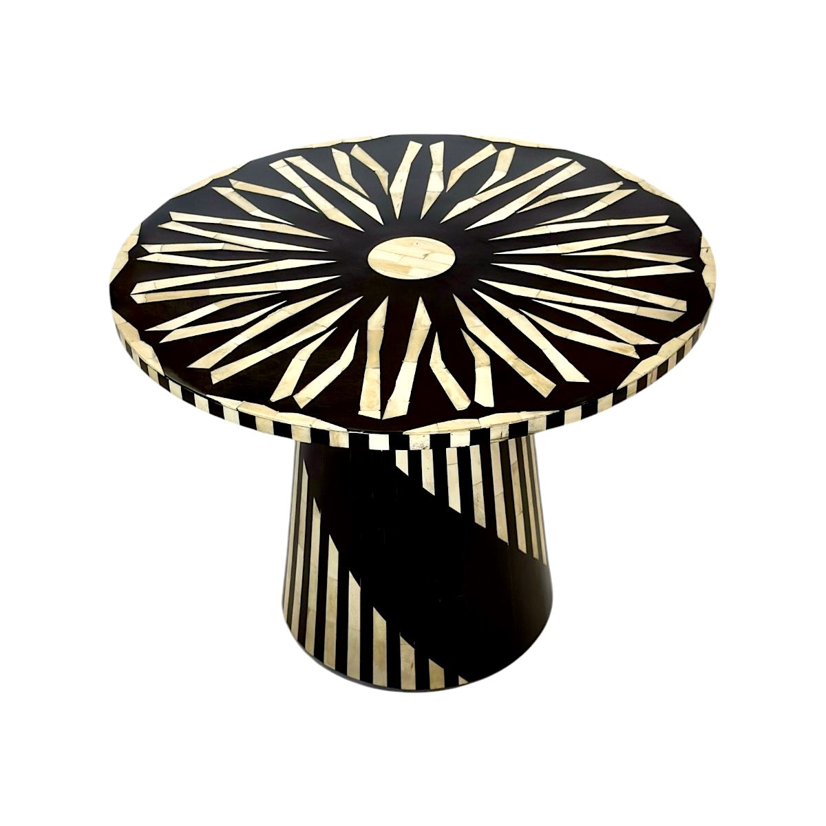 Contemporary Black & Natural Bone Inlay Resin Table