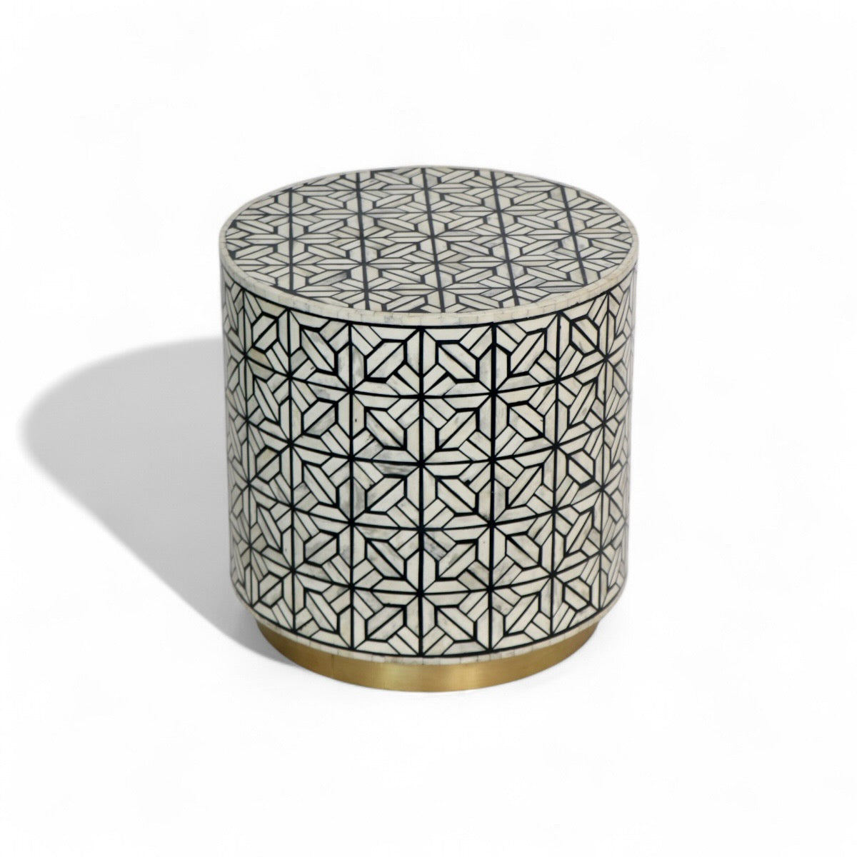 Damask Geometric Pattern Bone Inlay Table