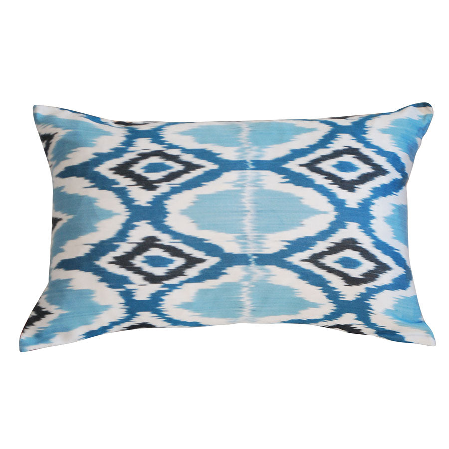 Blue & White Silk Ikat Pillow