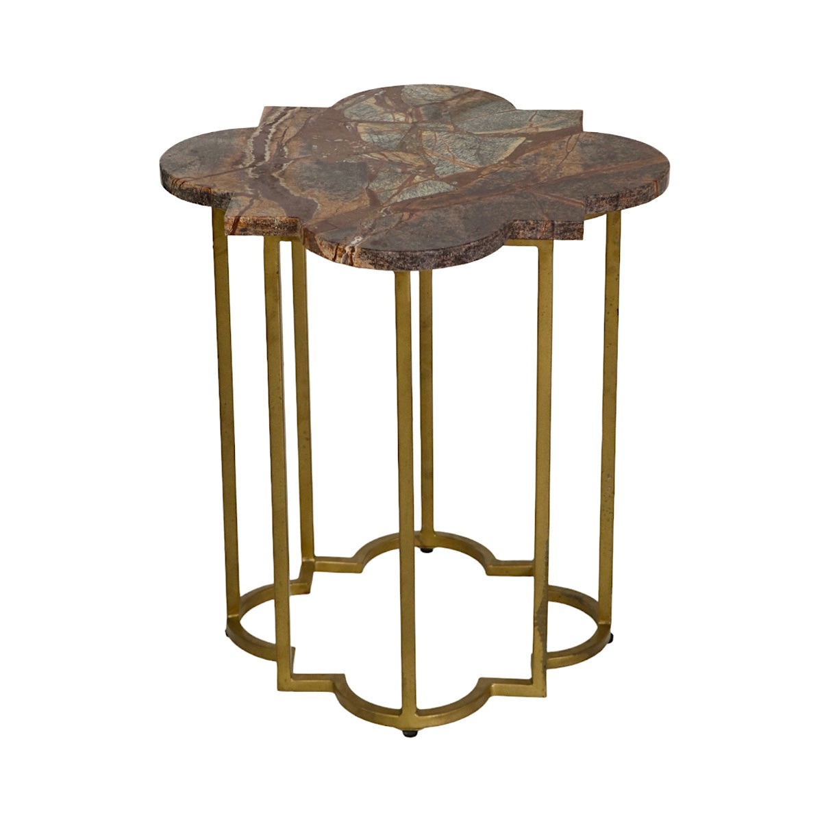 Gold Metal & Marble Top Accent Table