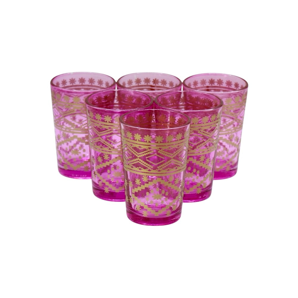 Morada Moroccan Tea Glasses Set of 6- Pink