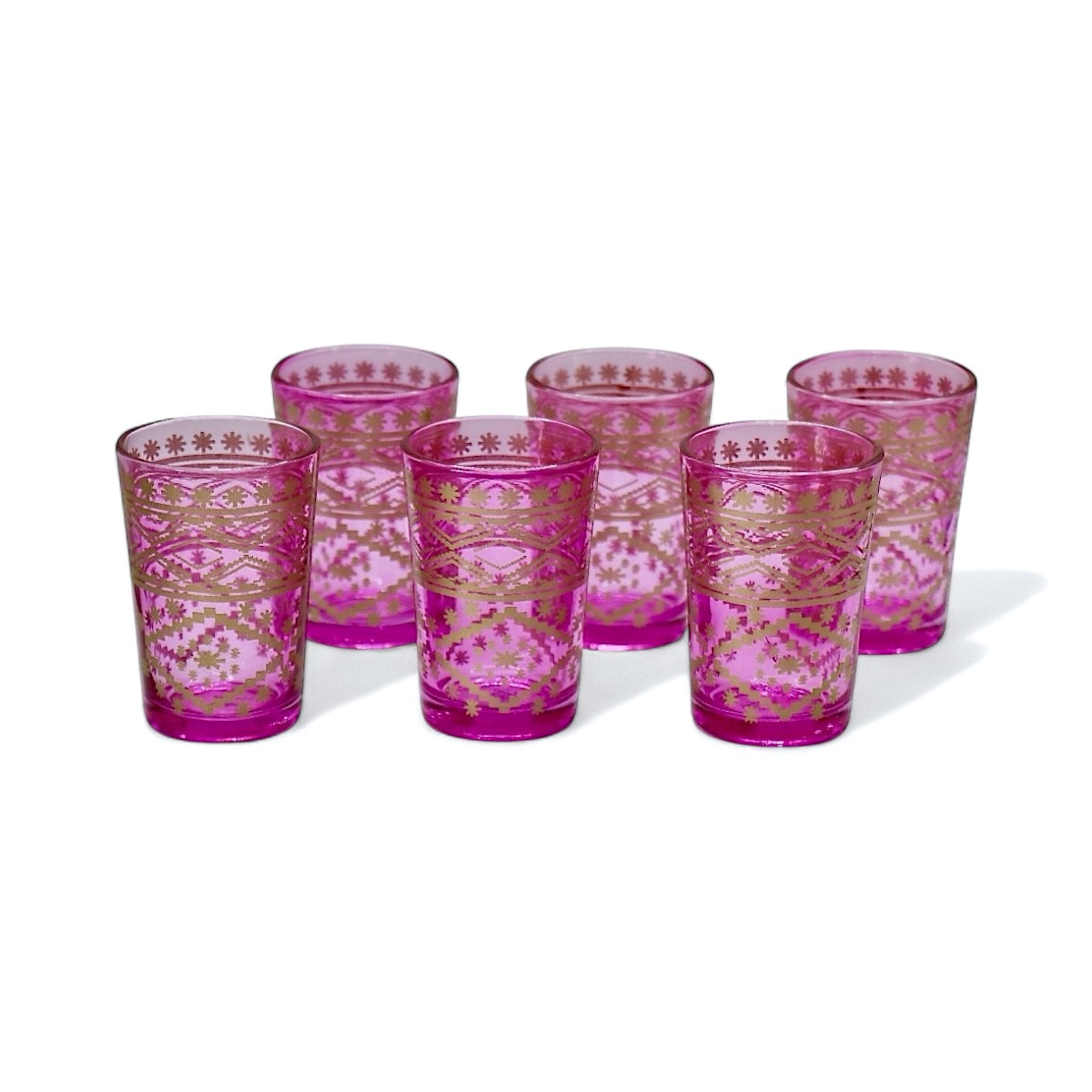 Morada Moroccan Tea Glasses Set of 6- Pink