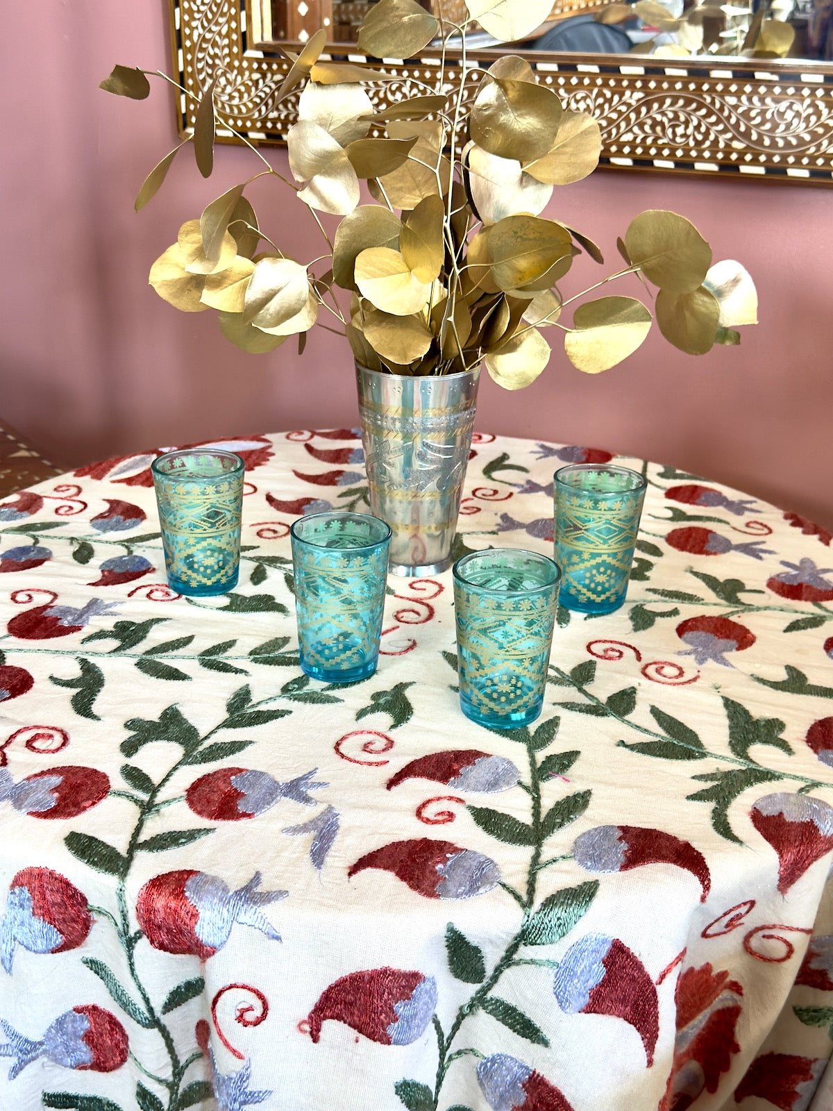 Morada Moroccan Tea Glasses Set of 6- Turquoise