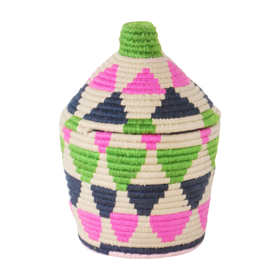 Moroccan Bread Basket, Pink and Green