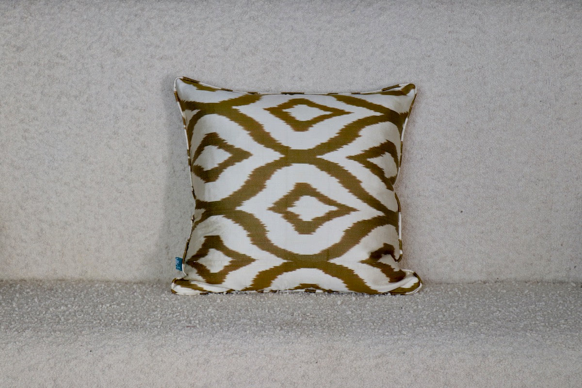 Olive Green Ikat Pillow