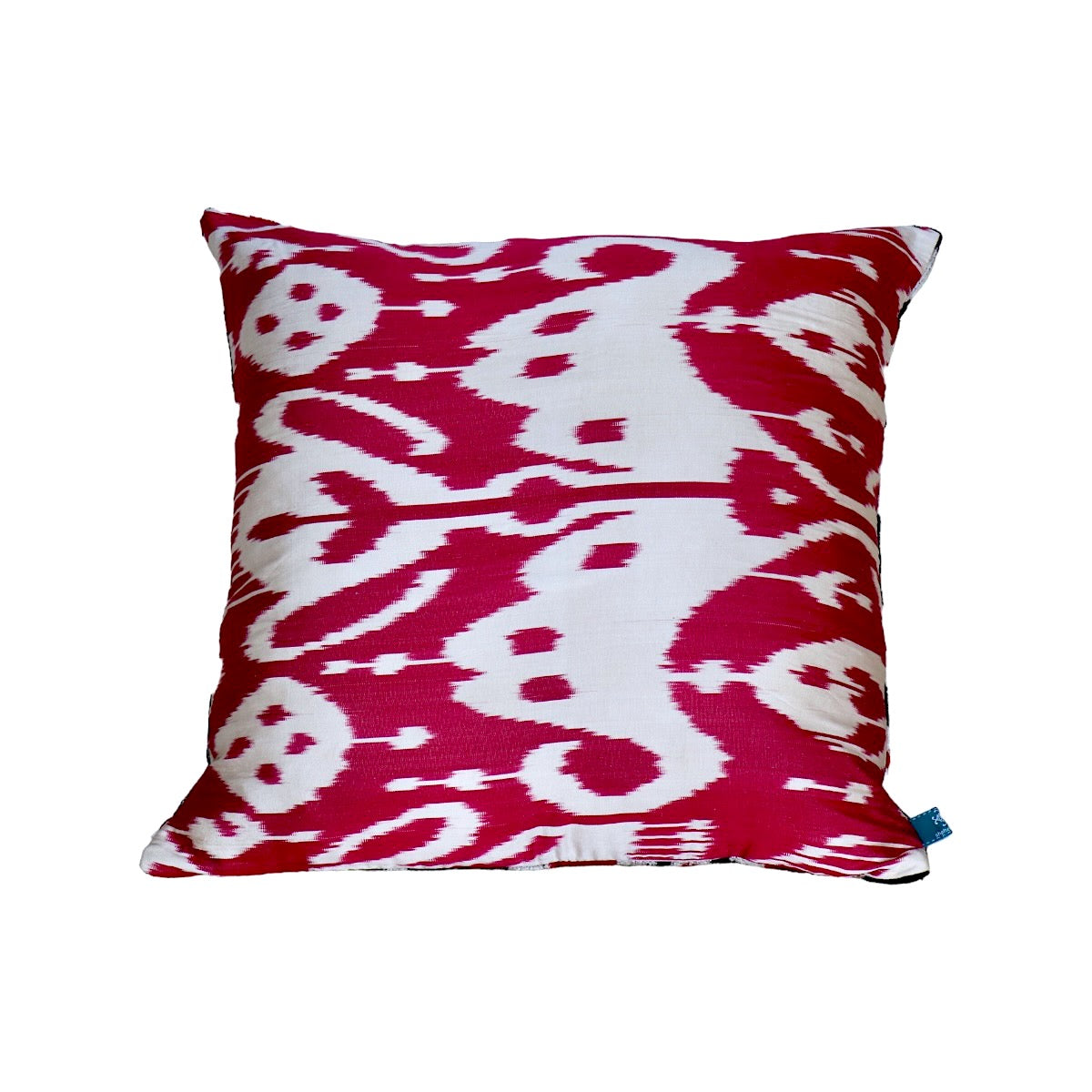 Red Trefle Velvet Ikat Pillow