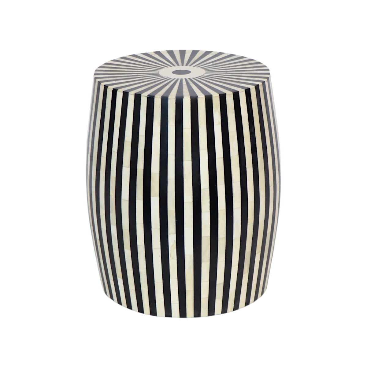 Striped Bone & Resin Table/ Stool- Black