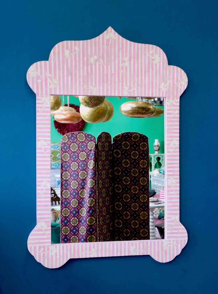 Taj Bone Inlay Mirror - Pink