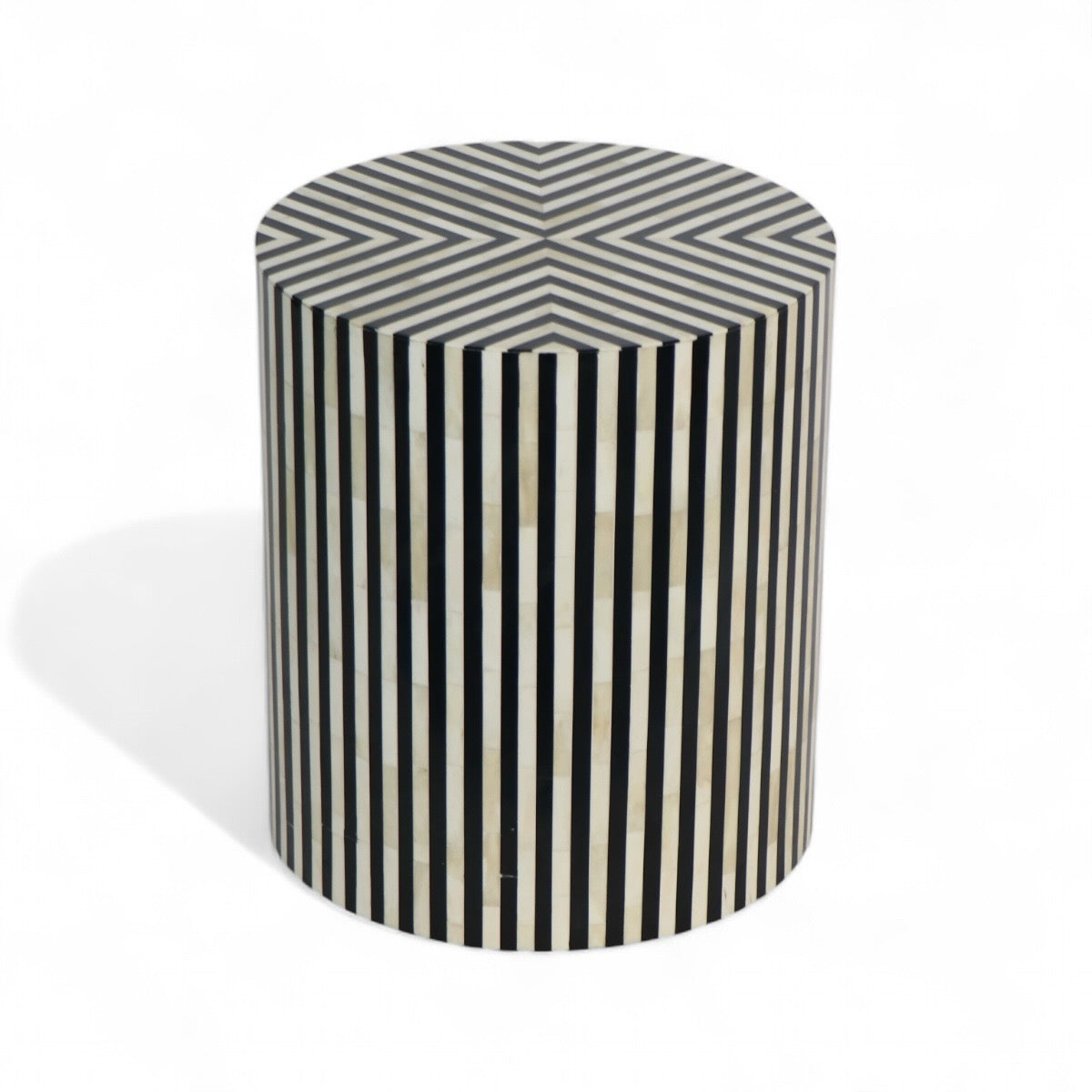 Tata Bone Inlay Drum Table