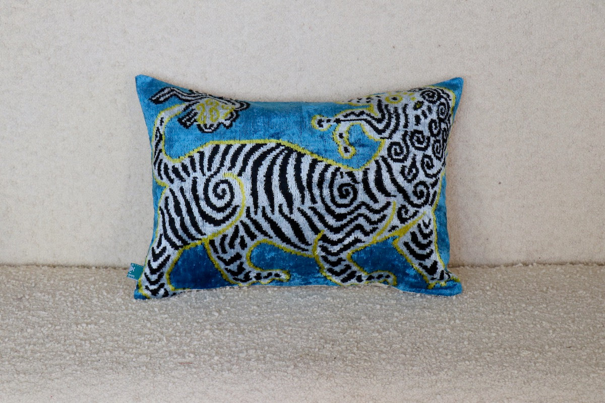 Tiger Velvet Ikat Pillow