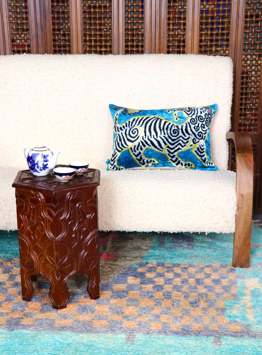 Tiger Velvet Ikat Pillow