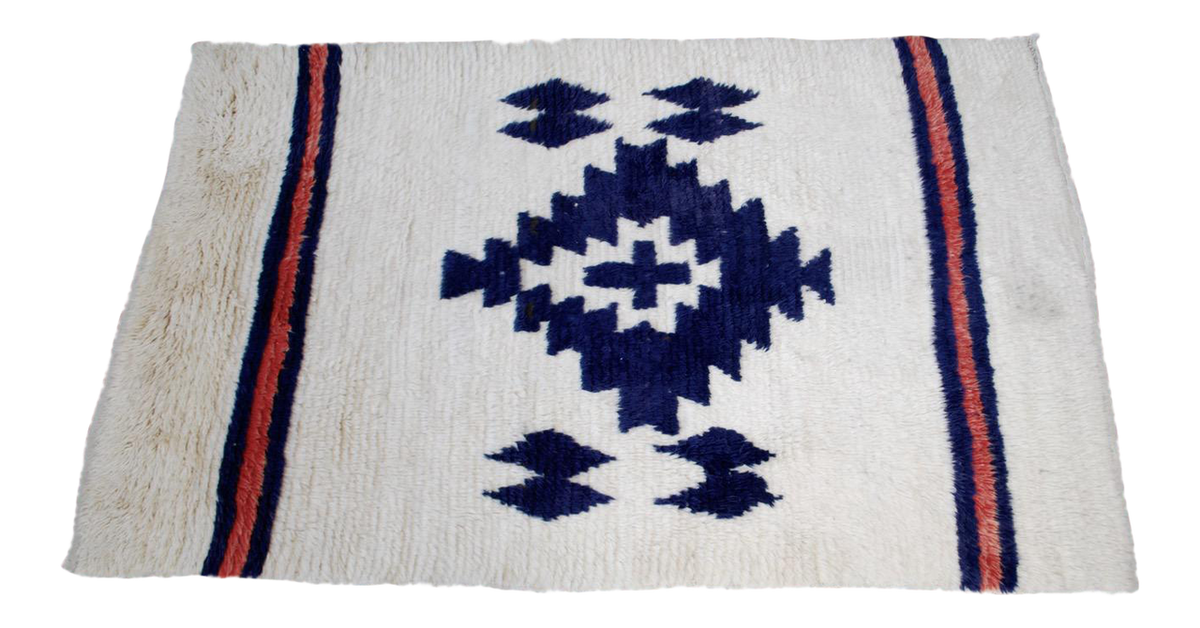 Blue & White Turkish Tribal Rug