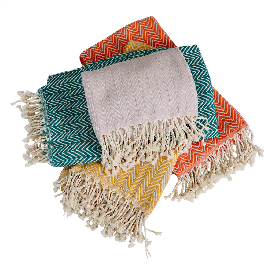 Zig Zag Organic Cotton Turkish Towel- Teal