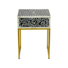 Black Bone Inlay Bedside Table