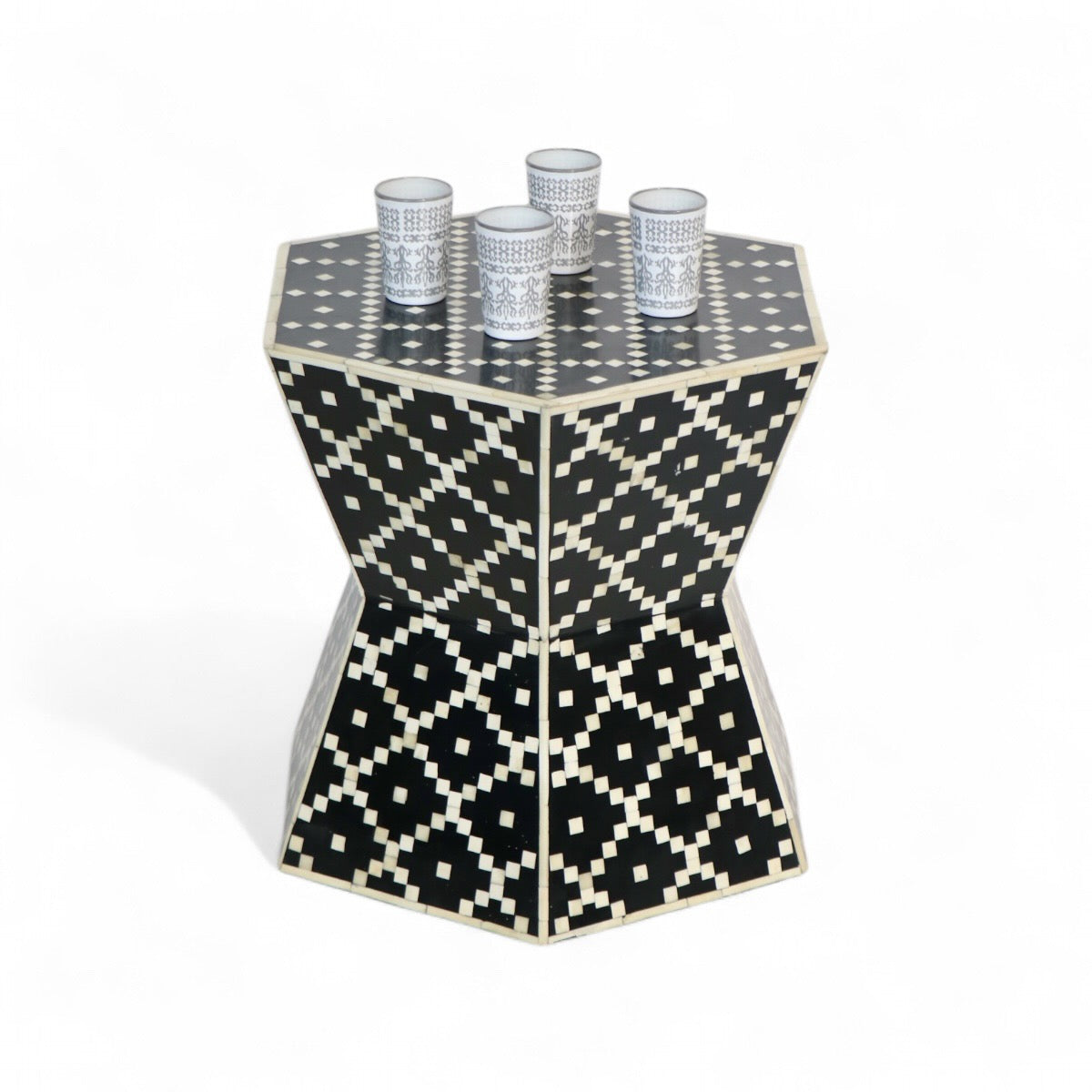 Black Bone Inlay Hexagon Table