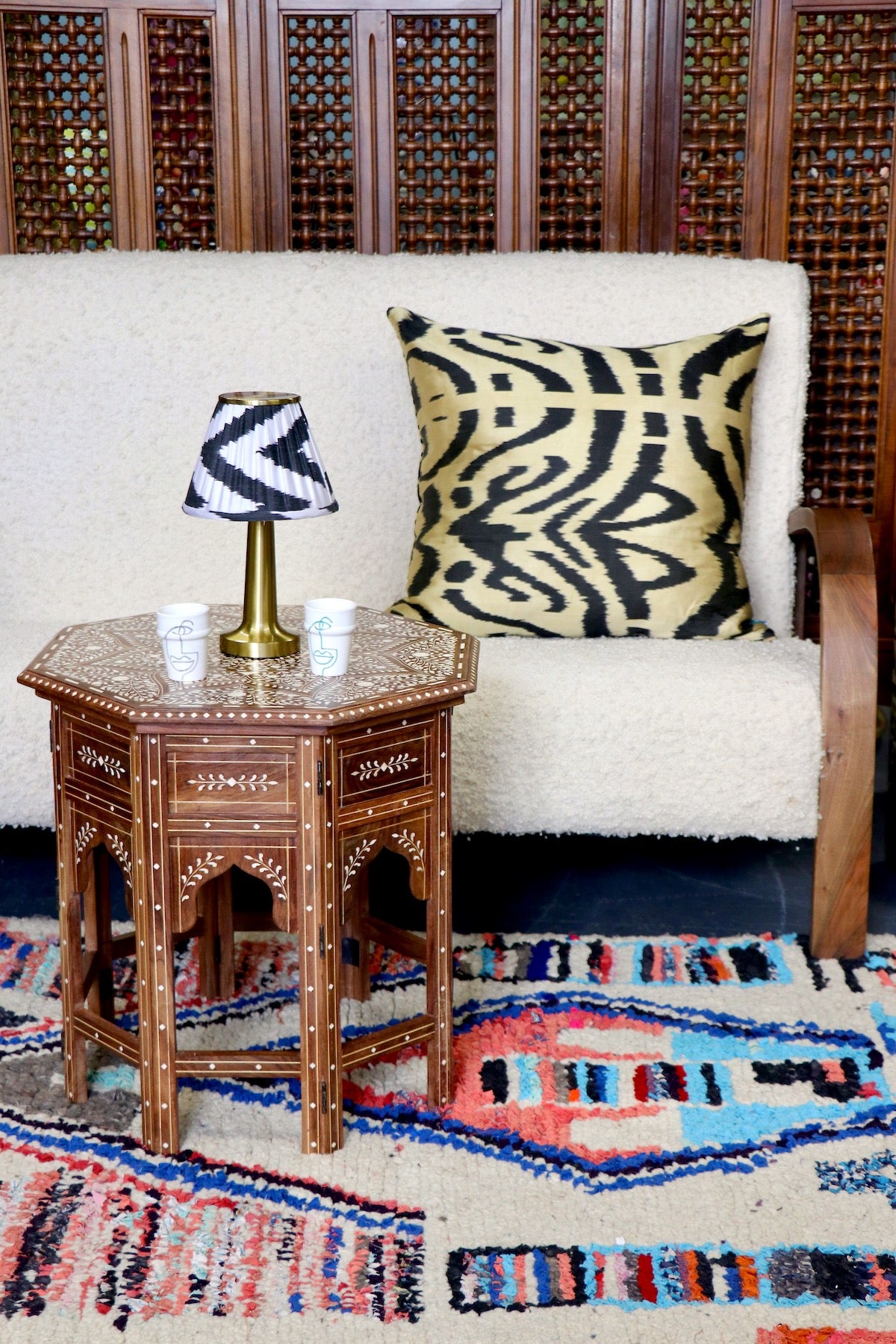 Black & Gold Ikat Velvet Pillow
