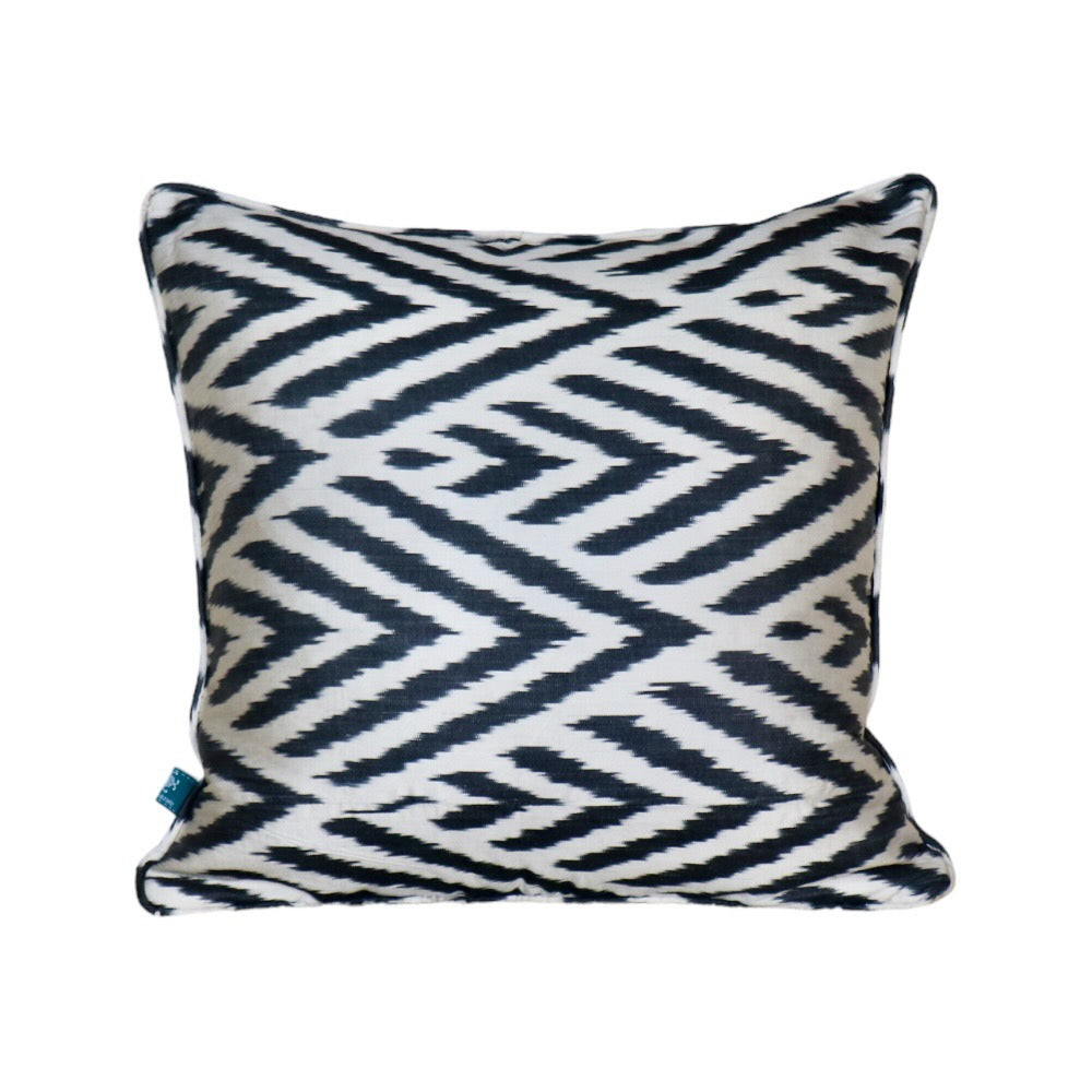 Black Leaf Ikat Pillow