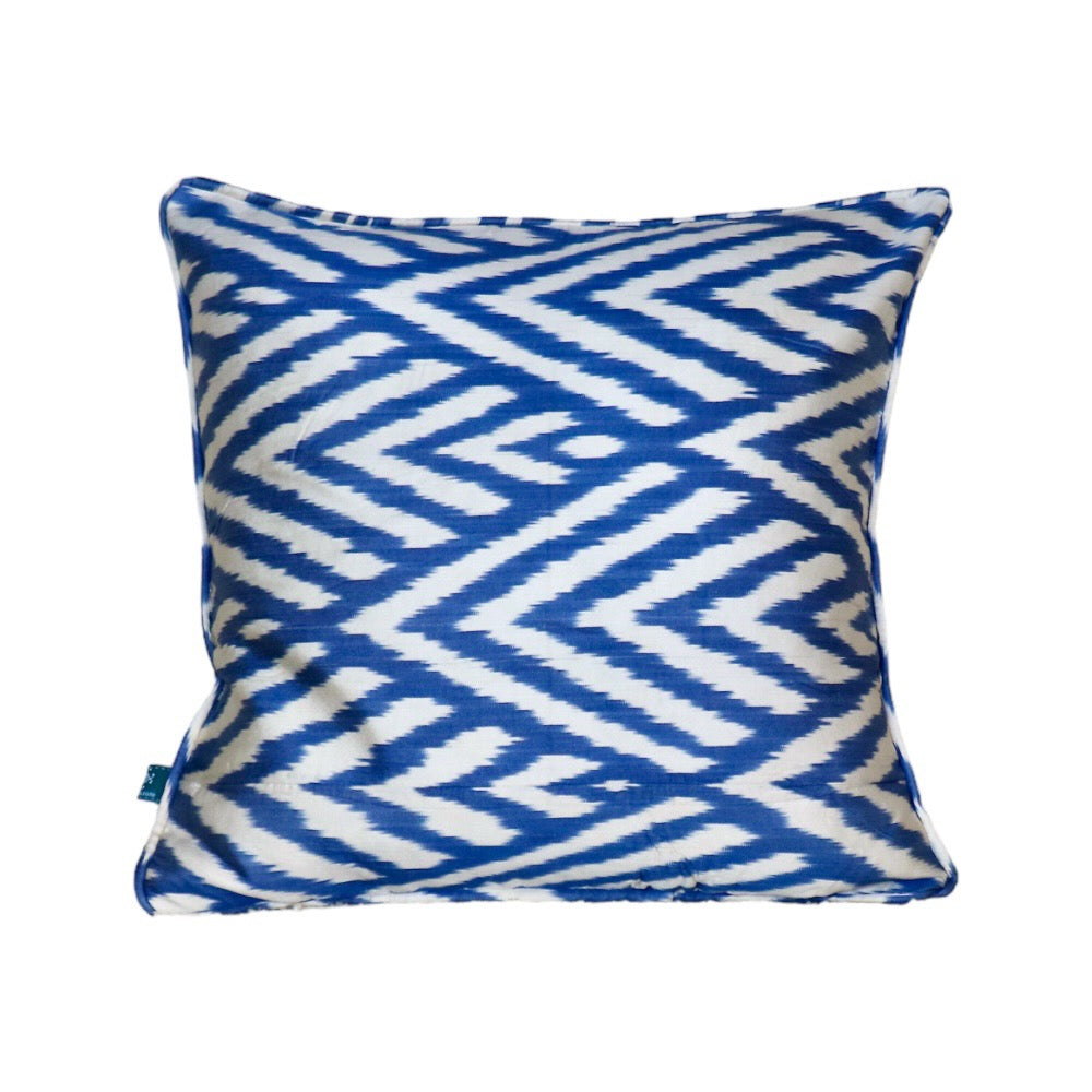 Blue Leaf Ikat Pillow