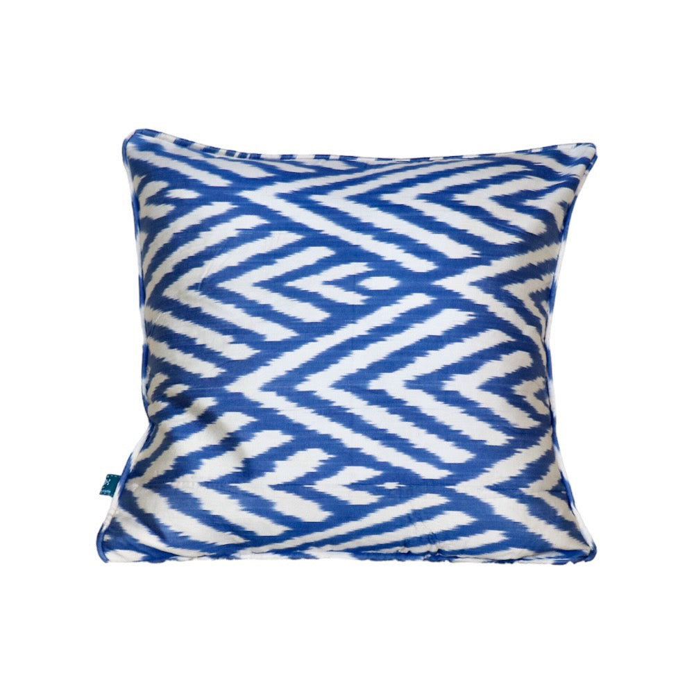 Blue Leaf Ikat Pillow
