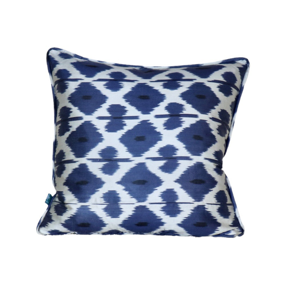 Blue & White Silk Ikat Pillow