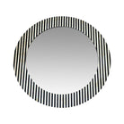 Black & White Striped Round Bone Inlay Mirror
