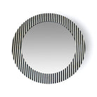 Black & White Striped Round Bone Inlay Mirror