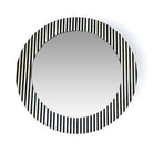 Black & White Striped Round Bone Inlay Mirror