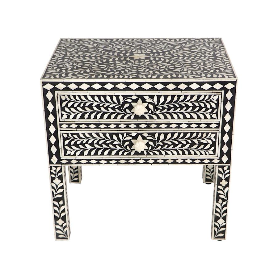 Bone Inlay Bedside Table