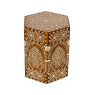 Bone Inlaid Teak Drum Table