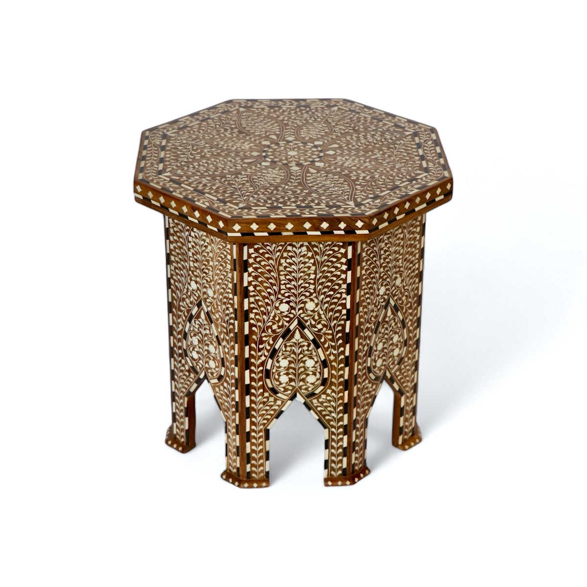 Bone Inlaid Teak Side Table