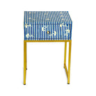 Bone Inlay Blue Bedside Table