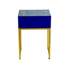 Bone Inlay Blue Bedside Table