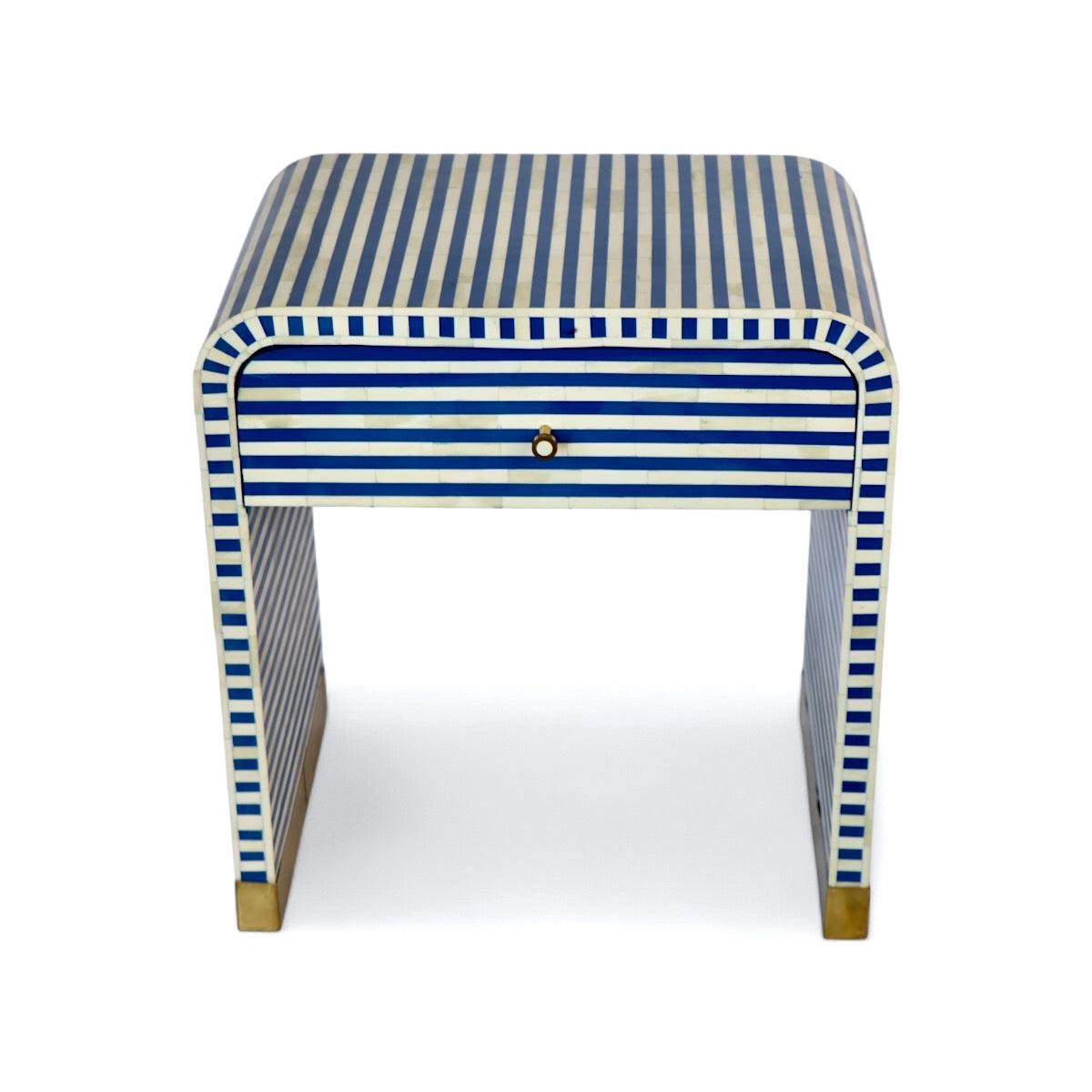 Bone Inlay Curved Bedside Table