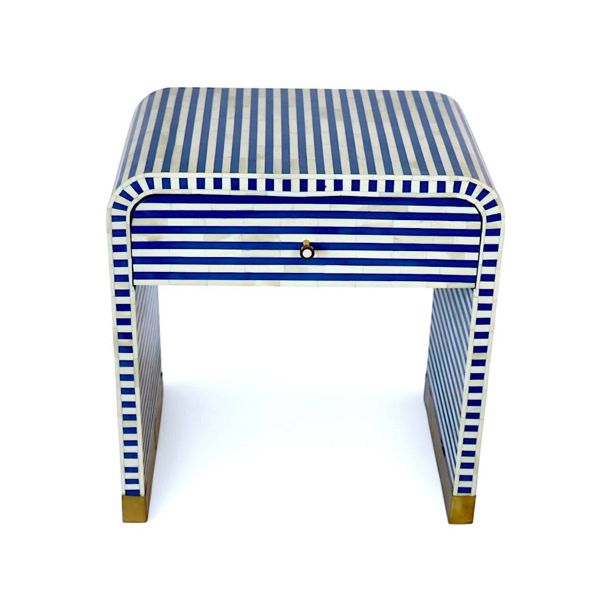 Bone Inlay Curved Bedside Table