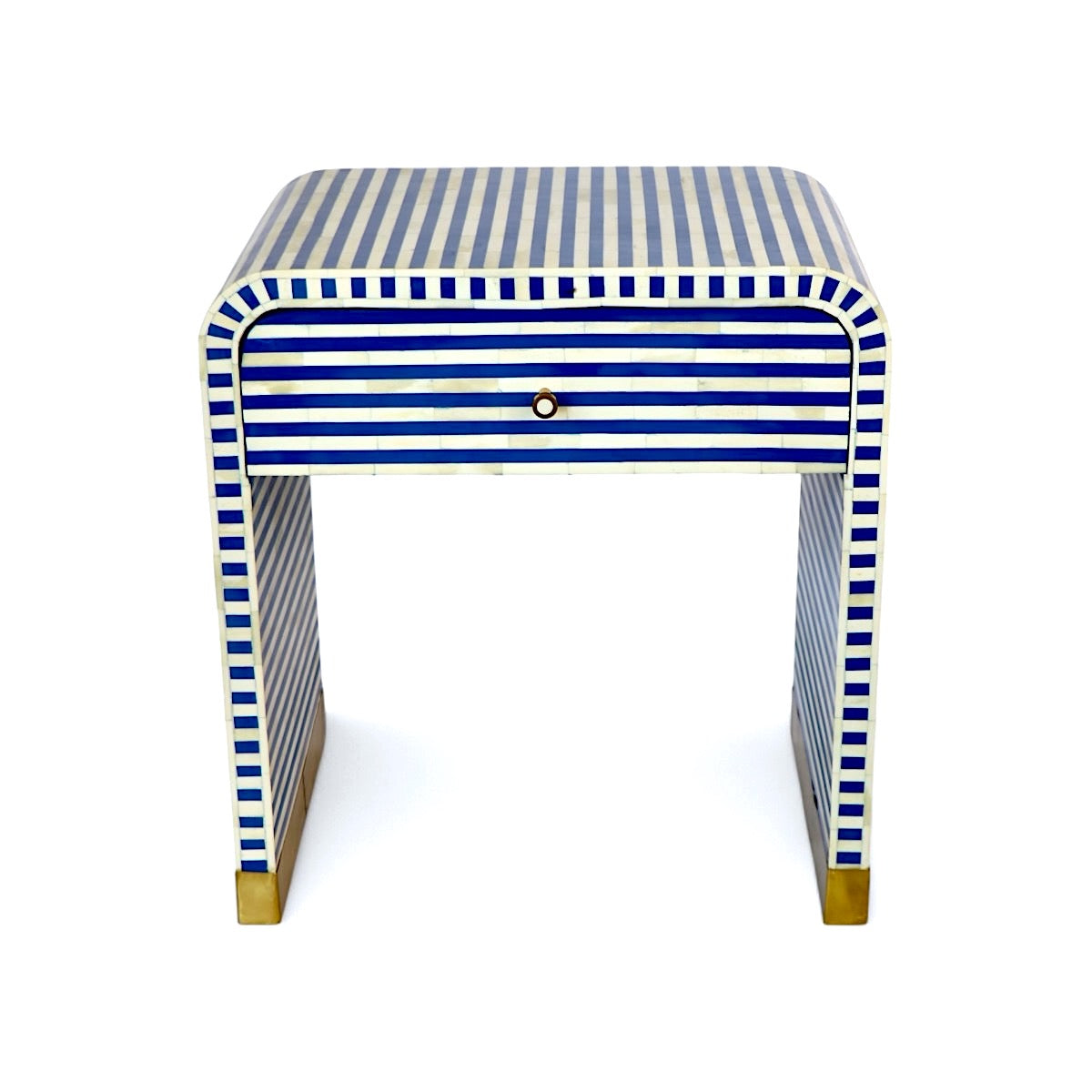 Bone Inlay Curved Bedside Table