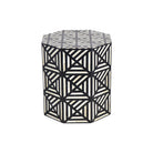 Bone Inlay Drum Side Table