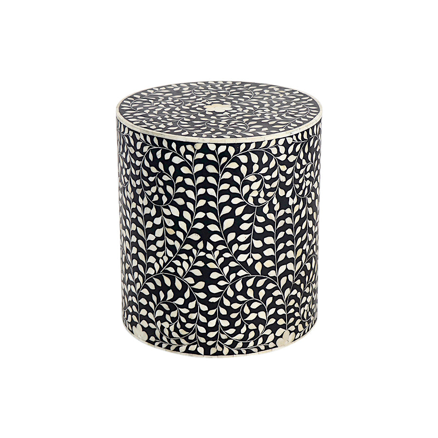 Bone Inlay Drum Table