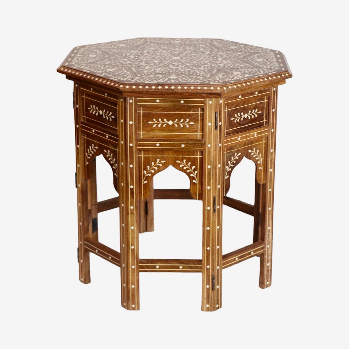 Octagonal Bone Inlay Folding Table