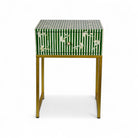 Bone Inlay Green Bedside Table
