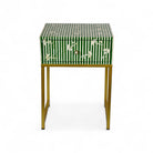 Bone Inlay Green Bedside Table