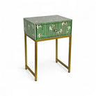 Bone Inlay Green Bedside Table